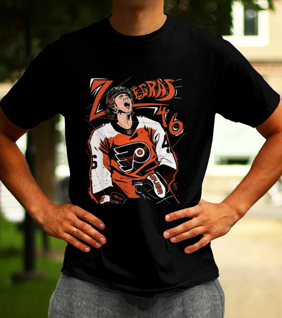 Zegras 46 Philadelphia Flyers Hockey Bauer Sports T-Shirt
