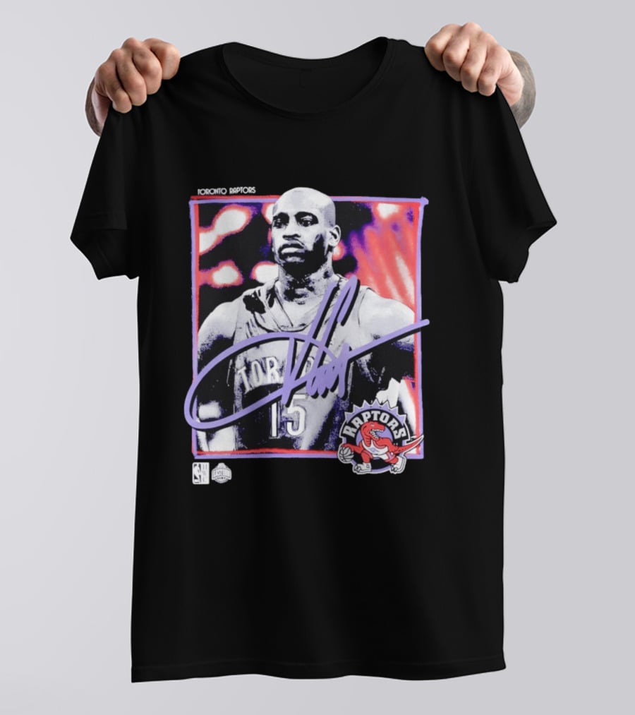 Vince Carter Number 15 Toronto Raptors NBA Hardwood Classics Freeze Frame T-Shirt