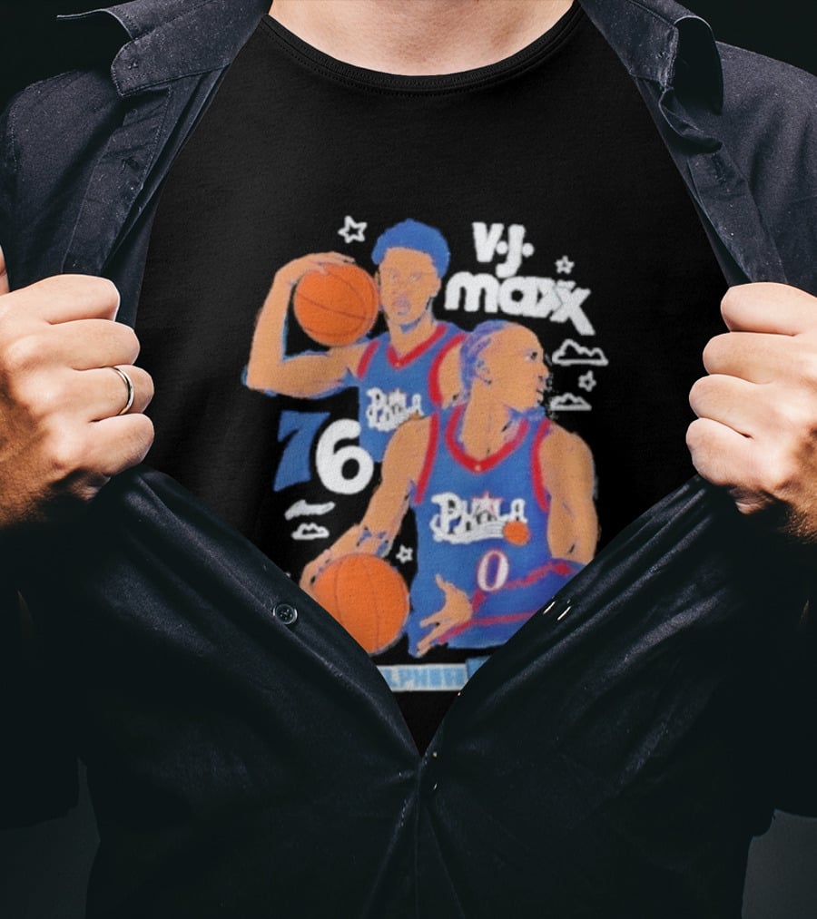 Vj Maxx Philadelphia 76ers Basketball Cartoon Nba 2026 T-Shirt