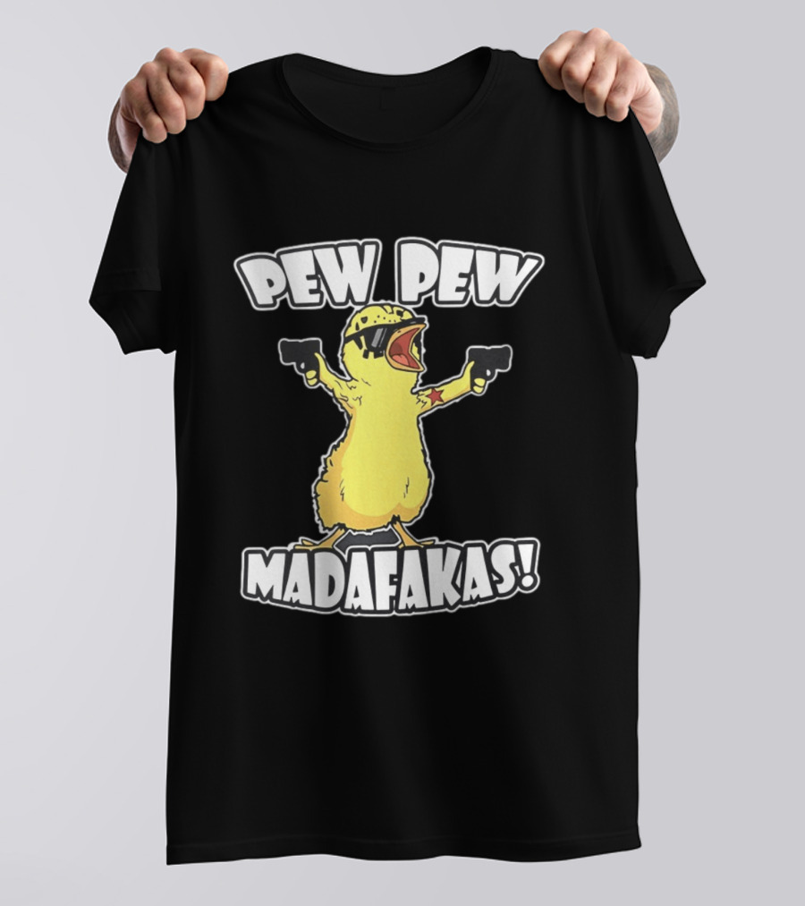 Pew Pew Madafakas Yellow Duck With Pistols T-Shirt