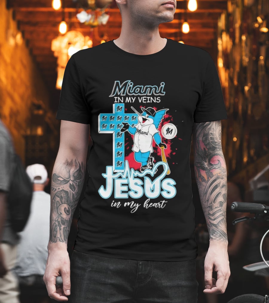 Miami Marlins Billy The Marlin Jesus In My Heart T-Shirt
