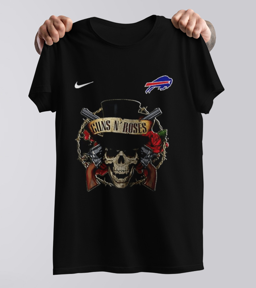 Buffalo Bills Guns N' Roses Skull Top Hat NFL Nike T-Shirt