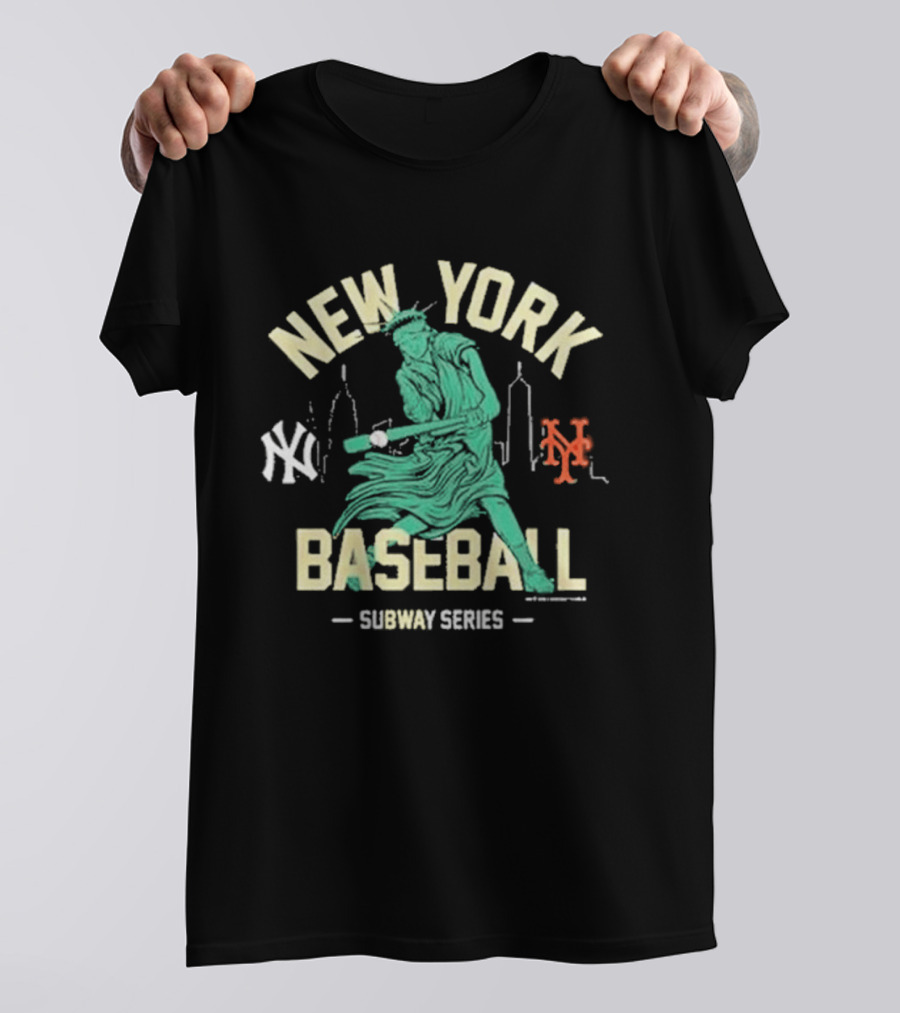 New York Baseball 2026 Subway Series Yankees Mets Statue Liberty T-Shirt