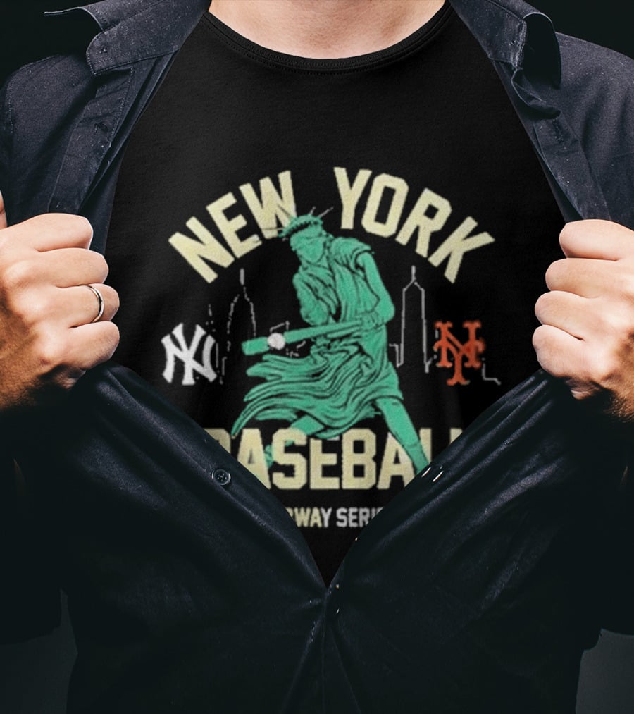 New York Baseball 2026 Subway Series Yankees Mets Statue Liberty T-Shirt