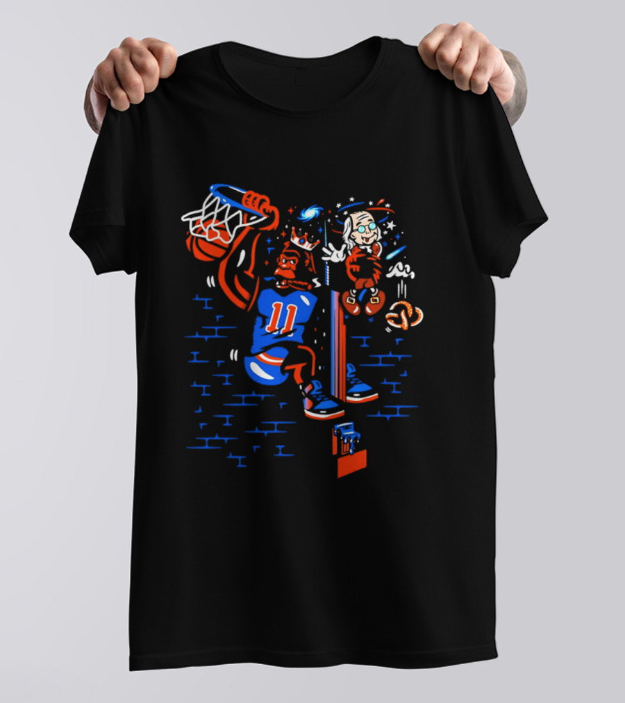 New York Knicks Basketball Number 11 Dunking Action T-Shirt