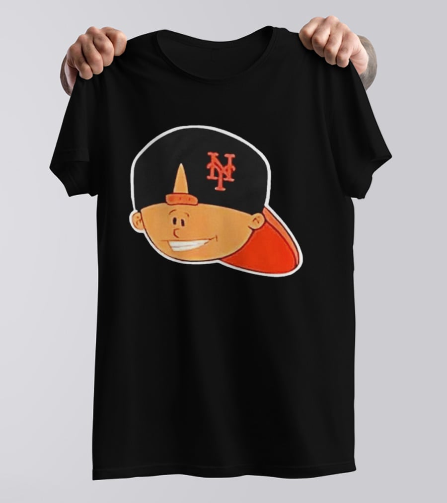 New York Mets Cartoon Kid Smiling Team Hat T-Shirt