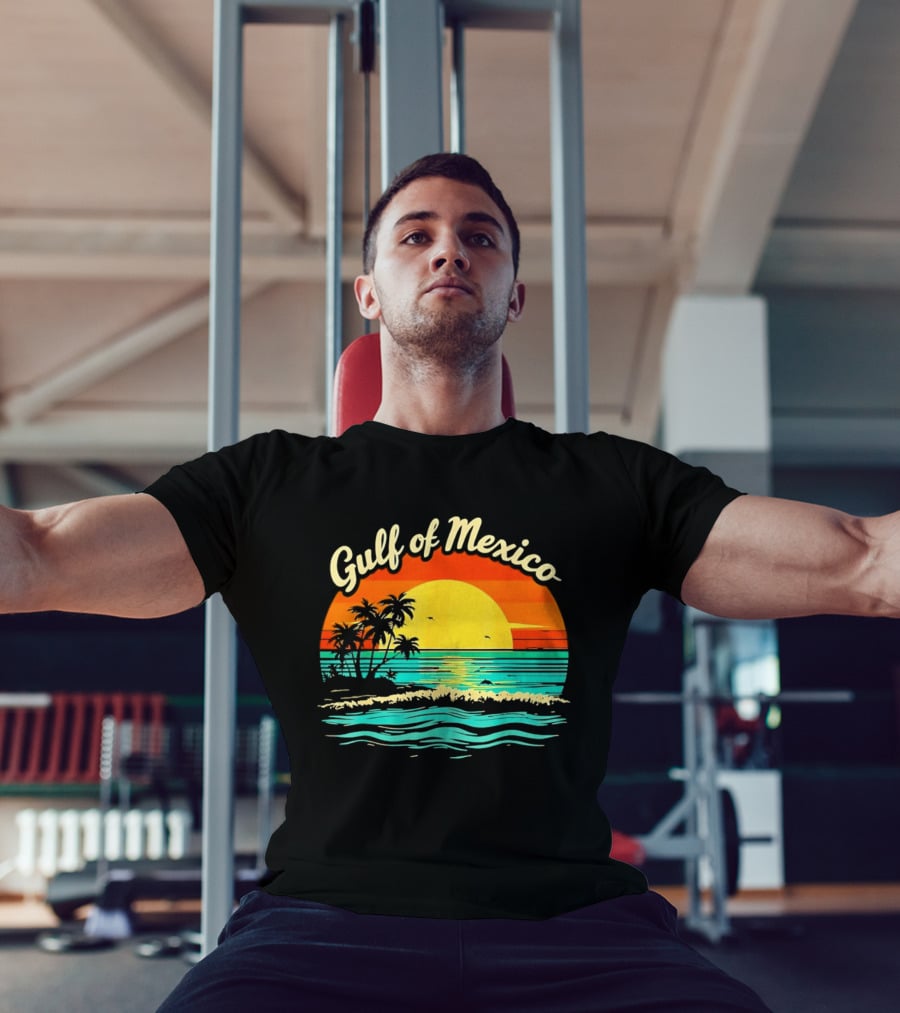 Gulf Of Mexico Beach Palms Summer Vacation Sunset Ocean Waves T-Shirt