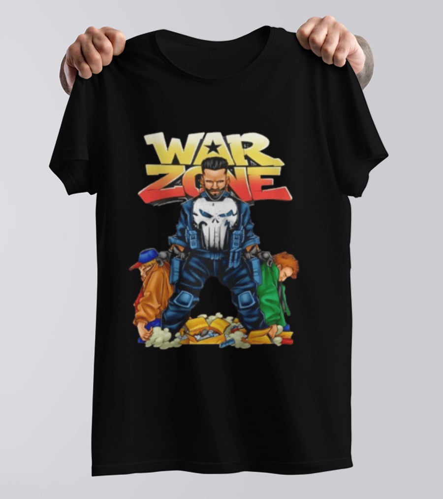 War Zone Original Cartoon Character With Two Enemies T-Shirt