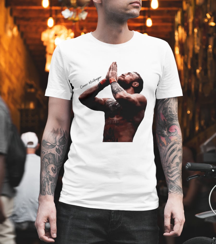 Conor McGregor Returning Pray Pose Tattooed MMA Fighter T-Shirt