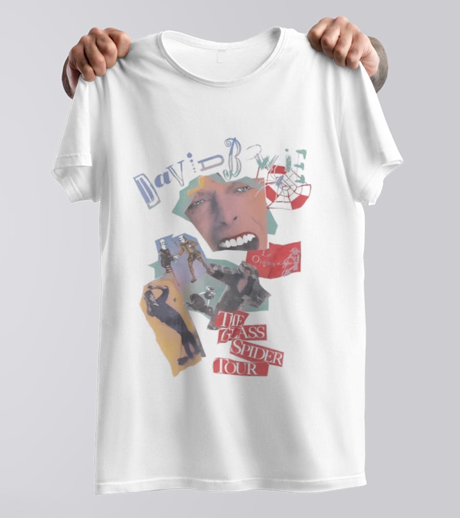 David Bowie The Glass Spider Tour Collage Face 80s Legends T-Shirt