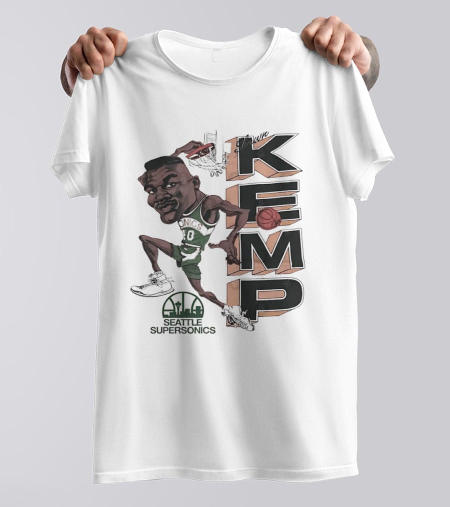 Shawn Kemp Seattle SuperSonics Basketball Caricature T-Shirt