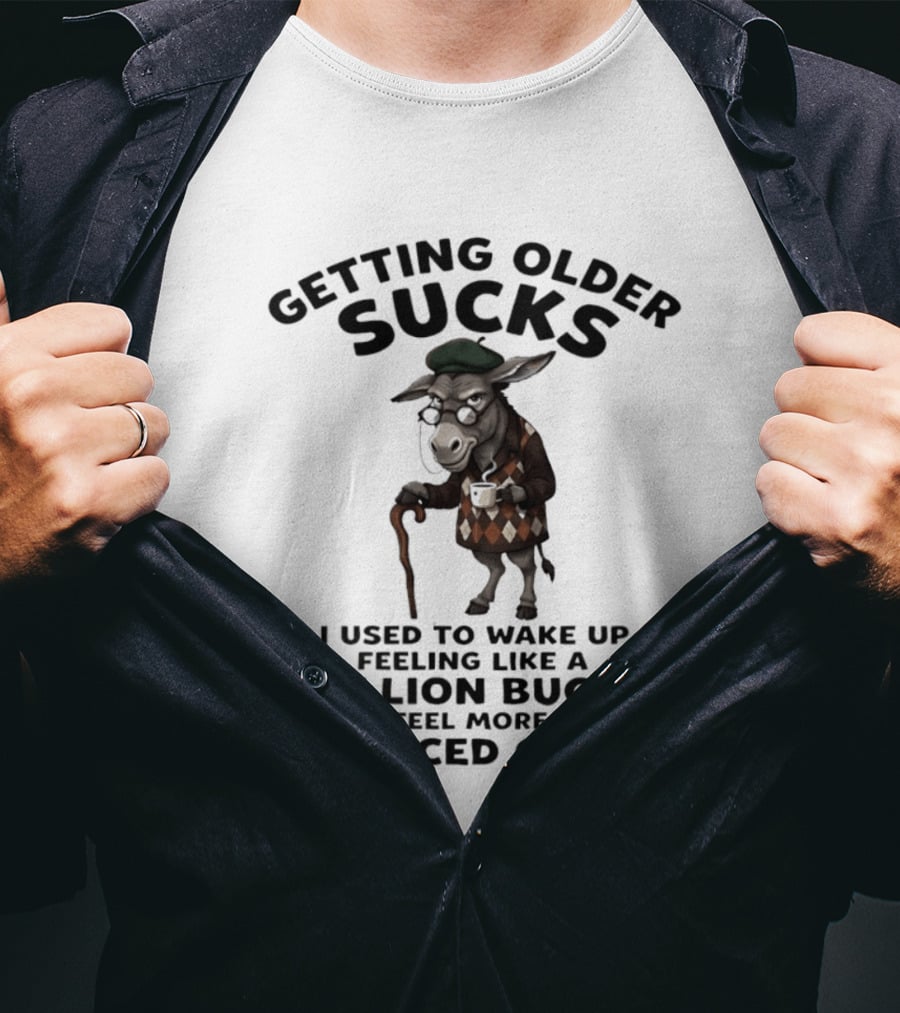 Grumpy Donkey Getting Older Sucks Million Bucks Bounced Check T-Shirt