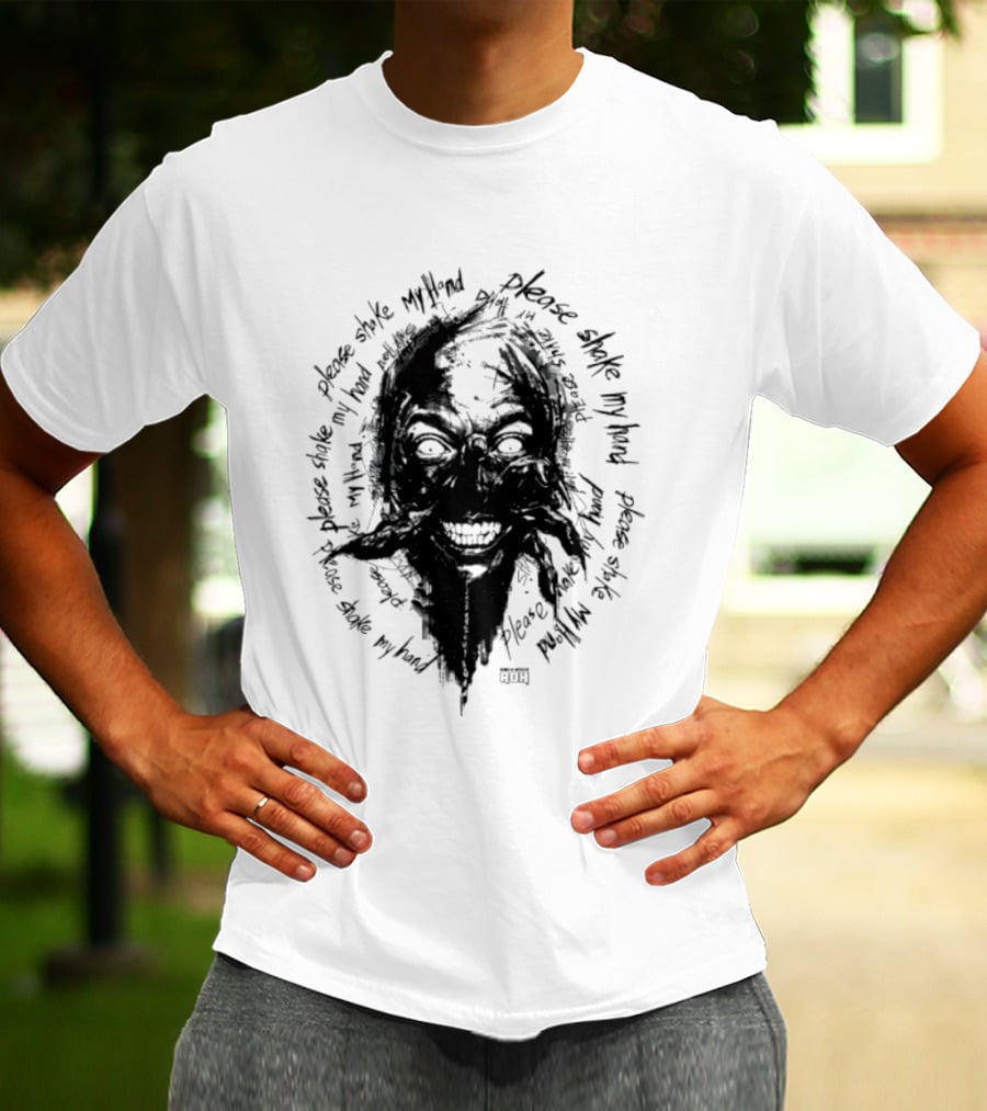 Lio Rush Please Shake My Hand Skull Monster Rugged Handwritten T-Shirt