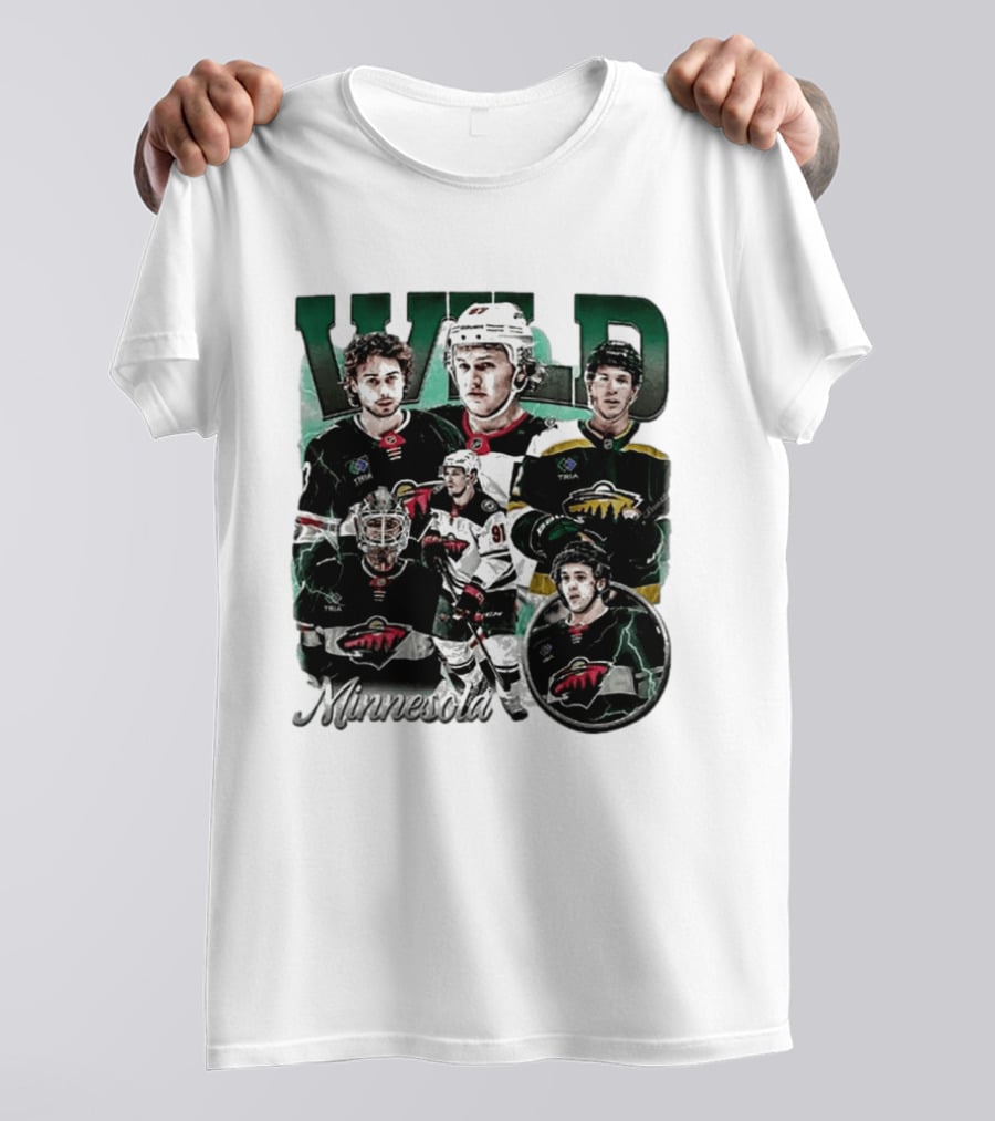 Minnesota Wild Ice Hockey Players Bootleg Comfort T-Shirt
