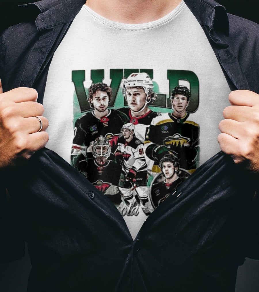 Minnesota Wild Ice Hockey Players Bootleg Comfort T-Shirt
