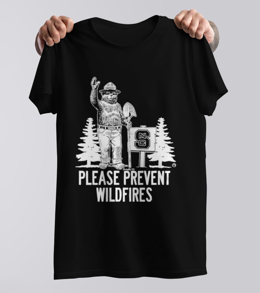 Smokey Bear NC State Collaboration Please Prevent Wildfires T-Shirt