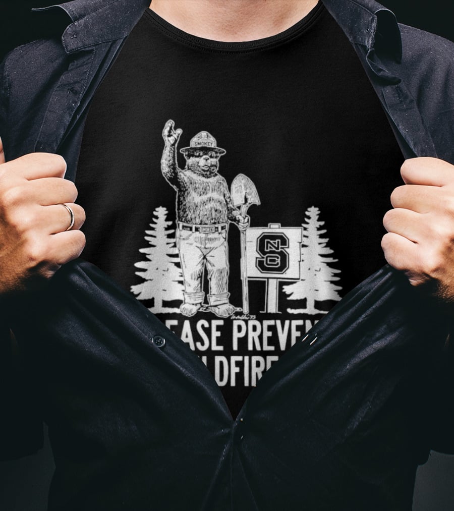 Smokey Bear NC State Collaboration Please Prevent Wildfires T-Shirt