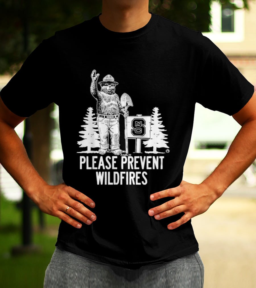 Smokey Bear NC State Collaboration Please Prevent Wildfires T-Shirt