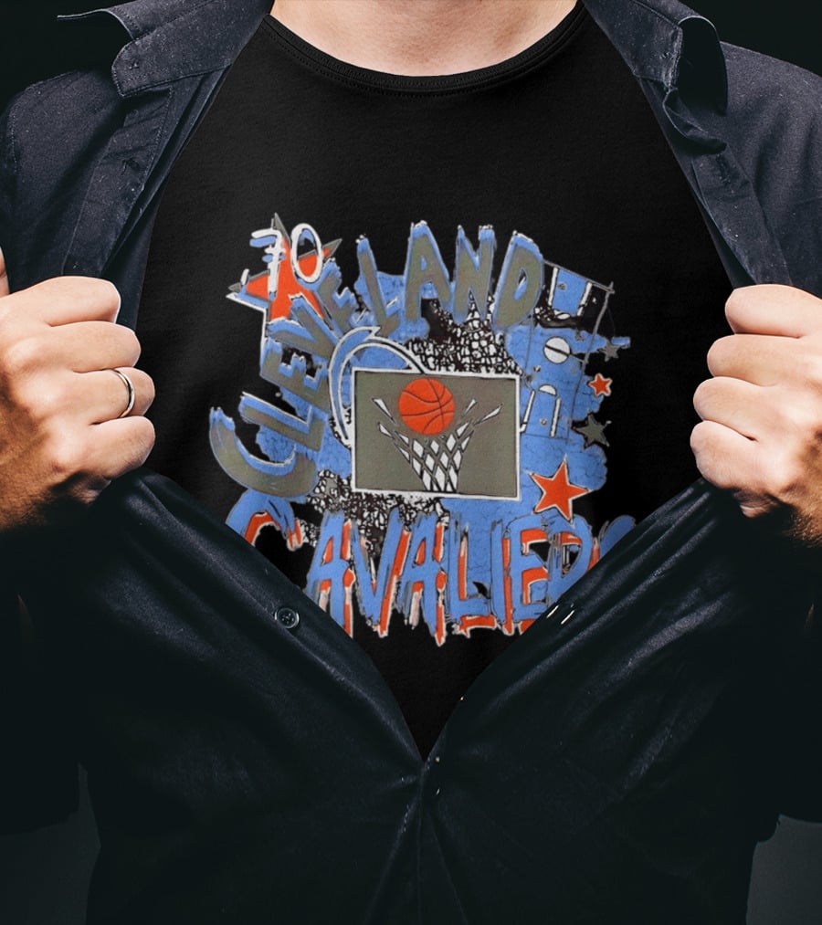 Cleveland Cavaliers Classic Play By Play Basketball Hoop Stars T-Shirt