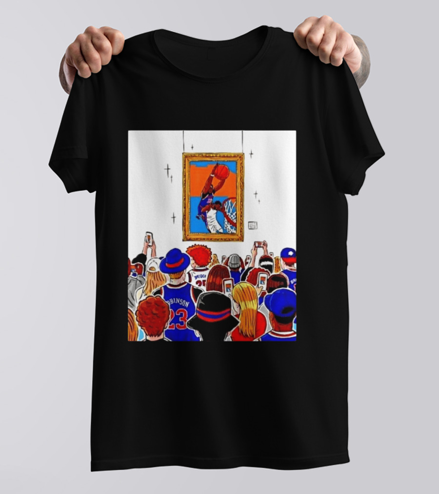 Mitchell Robinson New York Knicks Dunk Over Joel Embiid Crowd T-Shirt