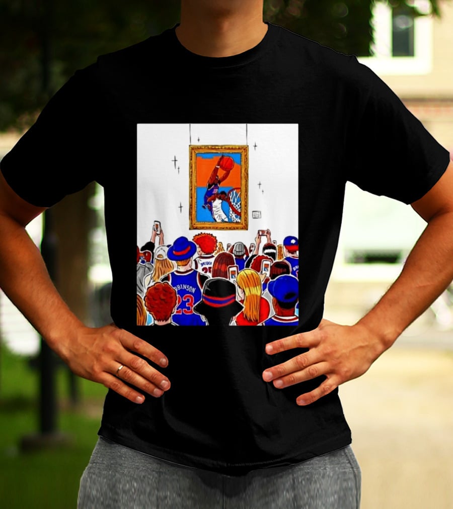 Mitchell Robinson New York Knicks Dunk Over Joel Embiid Crowd T-Shirt