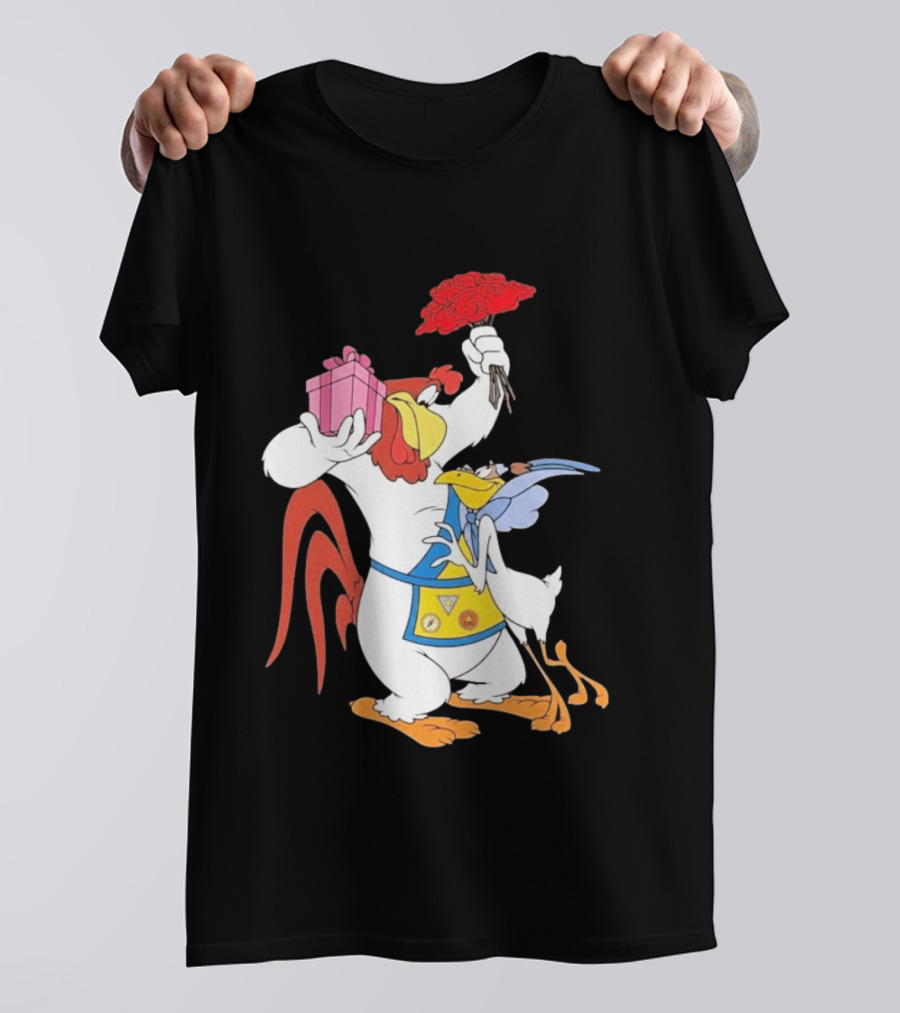 Foghorn Leghorn Miss Prissy Holding Roses And Gift Valentine Looney Tunes T-Shirt