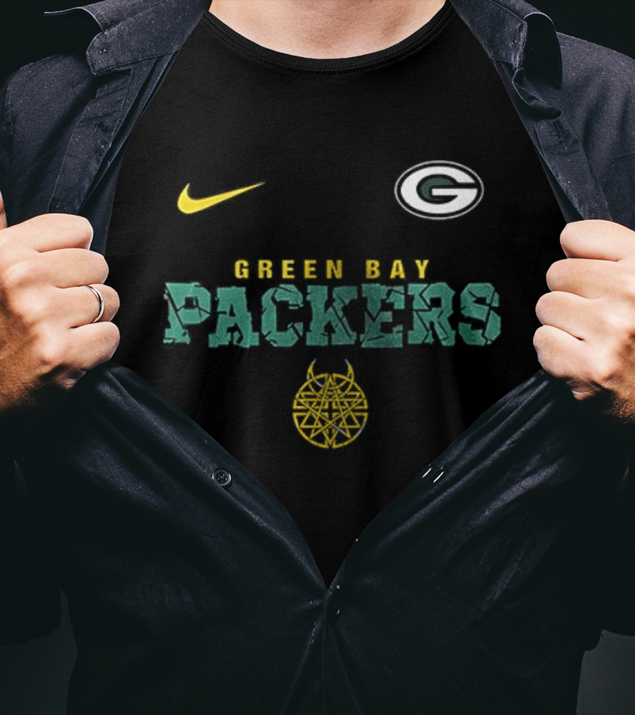 Nike Green Bay Packers Disturbed Down With The Sickness Collaboration T-Shirt