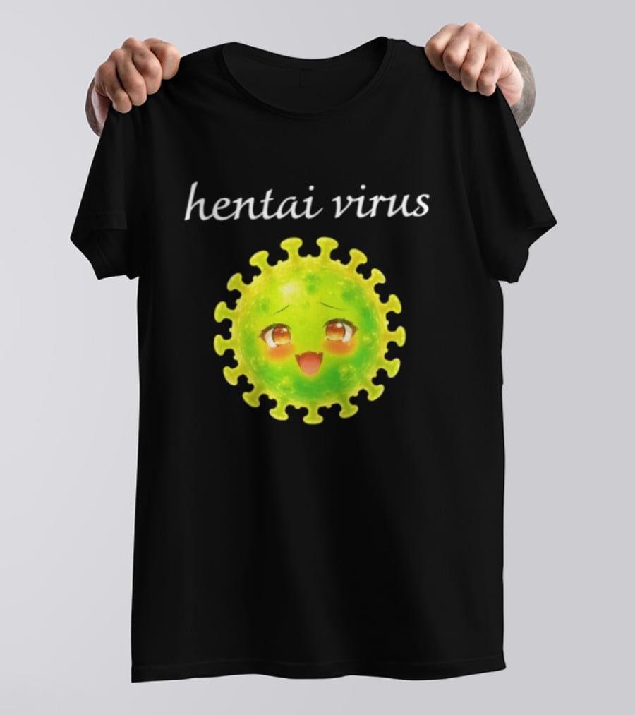 Hentai Virus Kawaii Face Cute Green Cartoon Meme T-Shirt