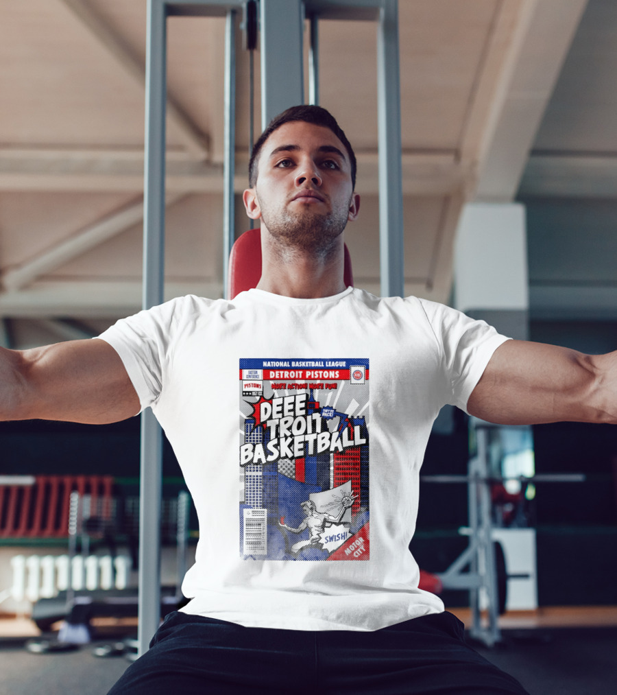 National Basketball League Detroit Pistons Deee Troit Basketball Motor City Comic Cover T-Shirt