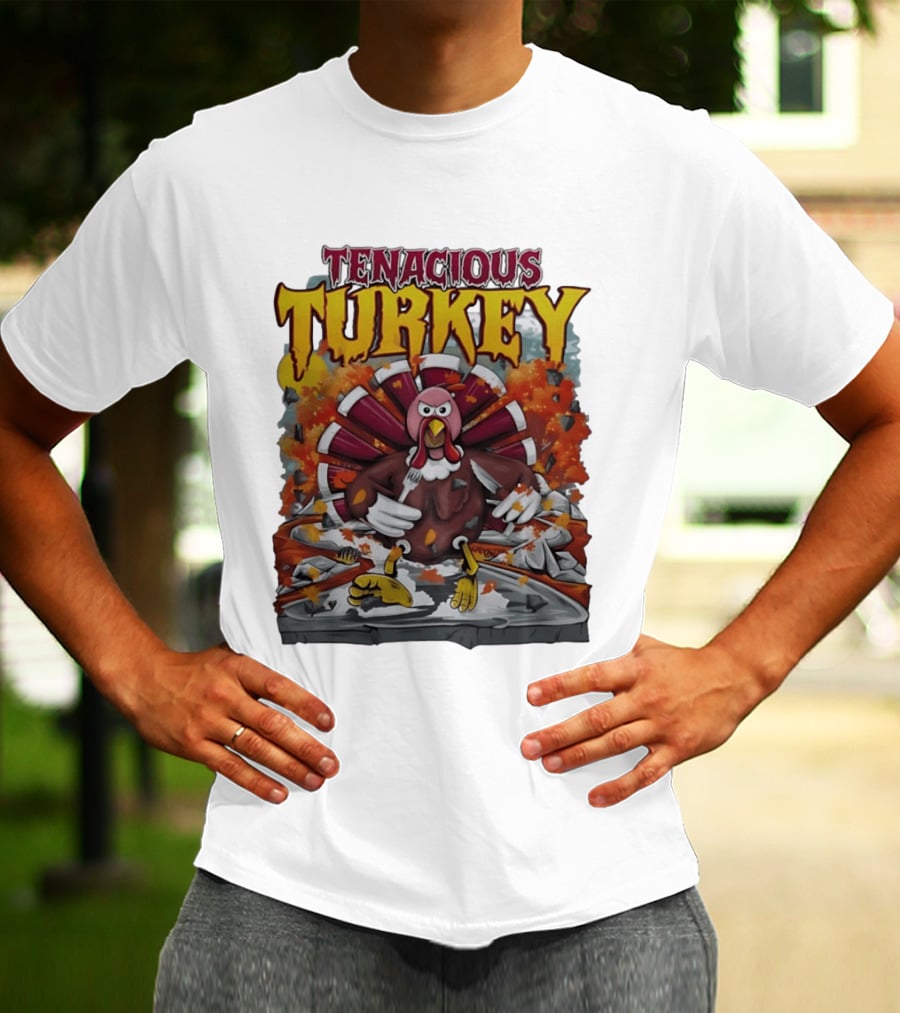 Tenacious Turkey Thanksgiving Cartoon Explosion T-Shirt