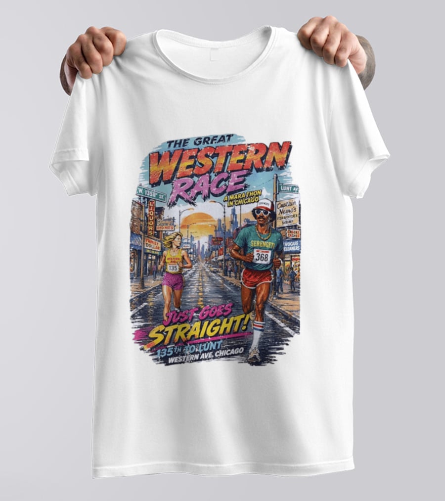 The Great Western Race Marathon Chicago 135th To Lunt Western Ave T-Shirt