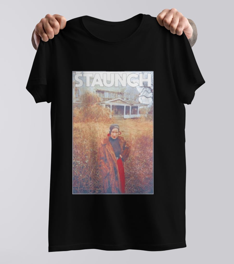 STAUNCH Vintage Fur Coat Homestead Scene T-Shirt