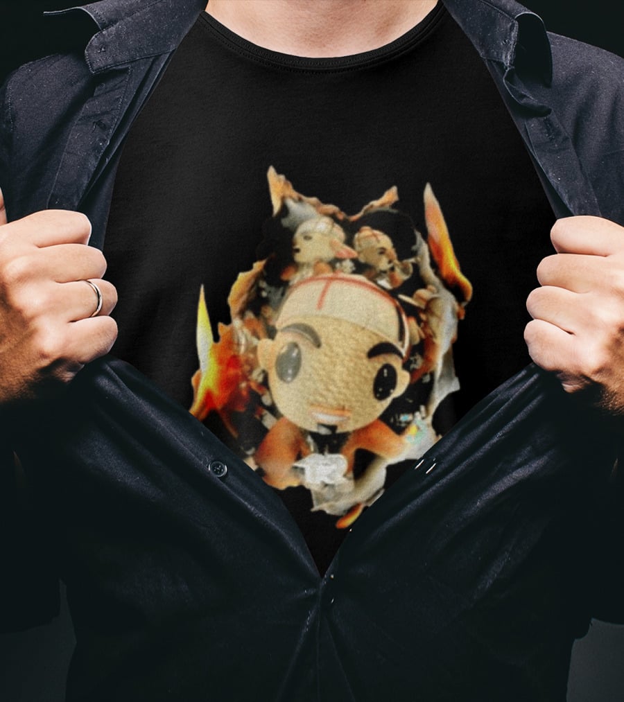 Street Mob Chuyin Los Locos Nunca Mueren Burning Plush Doll Fiery T-Shirt
