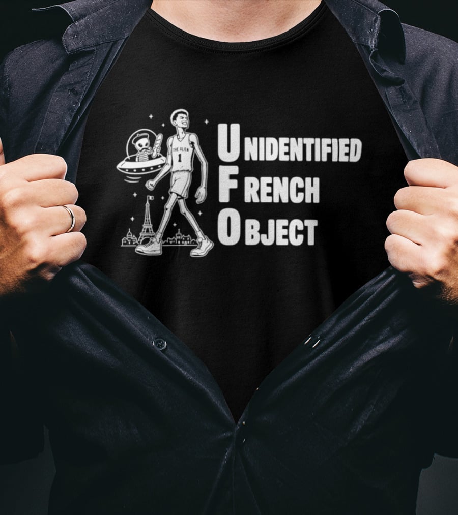 UFO Unidentified French Object Victor Wembanyama San Antonio Spurs Eiffel Tower Basketball T-Shirt