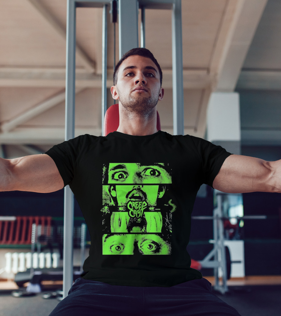 CreepCast Horror Retro Comic Green Face T-Shirt