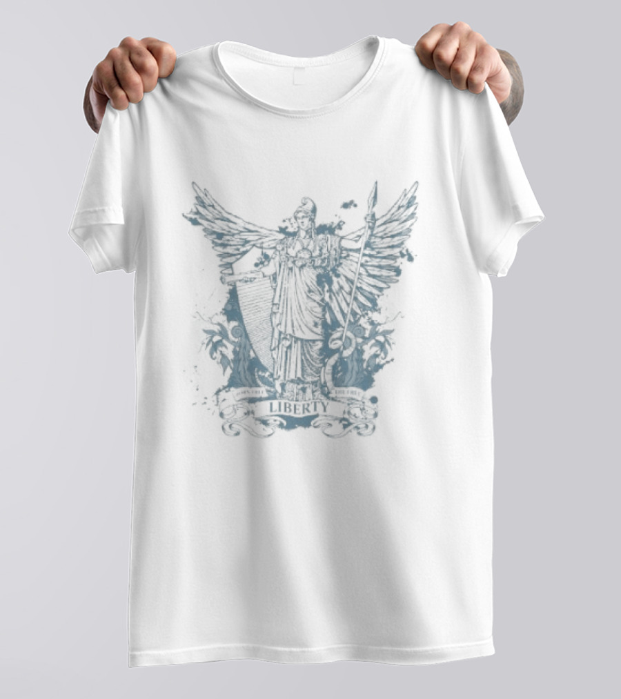 Dan McCall Libertas Born Free Die Free Lady Liberty Crest T-Shirt