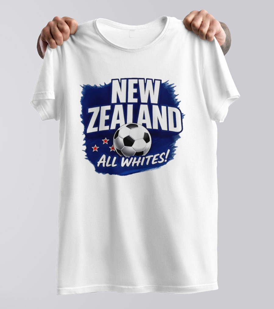 New Zealand All Whites Soccer Team Stars And Ball T-Shirt