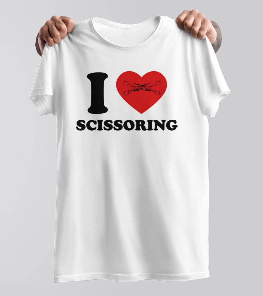 I Love Scissoring Heart With Crossed Scissors T-Shirt
