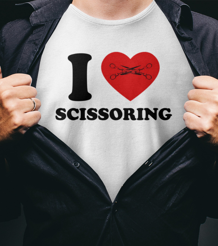 I Love Scissoring Heart With Crossed Scissors T-Shirt