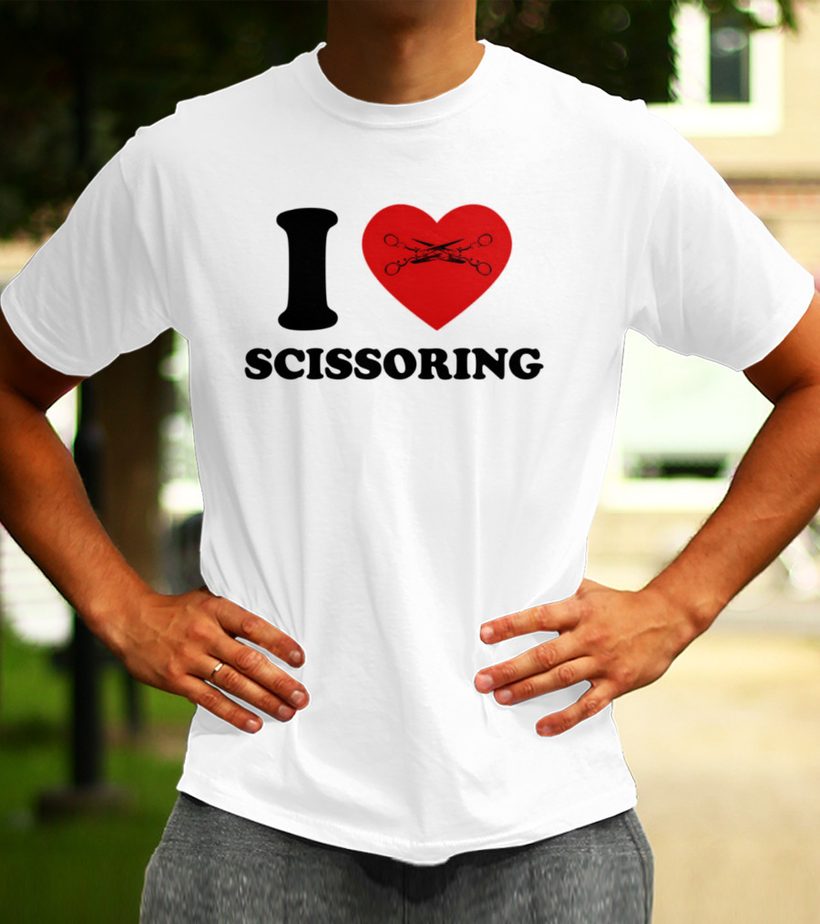 I Love Scissoring Heart With Crossed Scissors T-Shirt