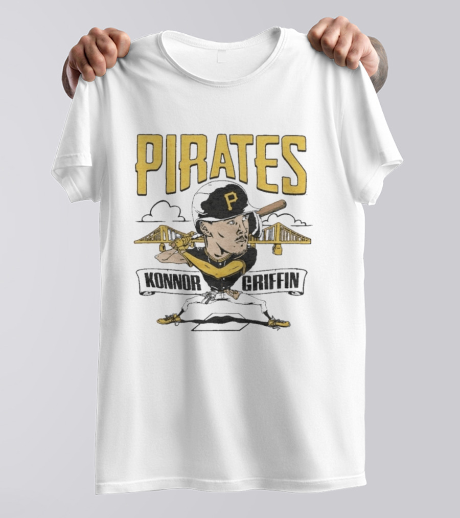 Pittsburgh Pirates Konnor Griffin Baseball Cartoon Bridge T-Shirt