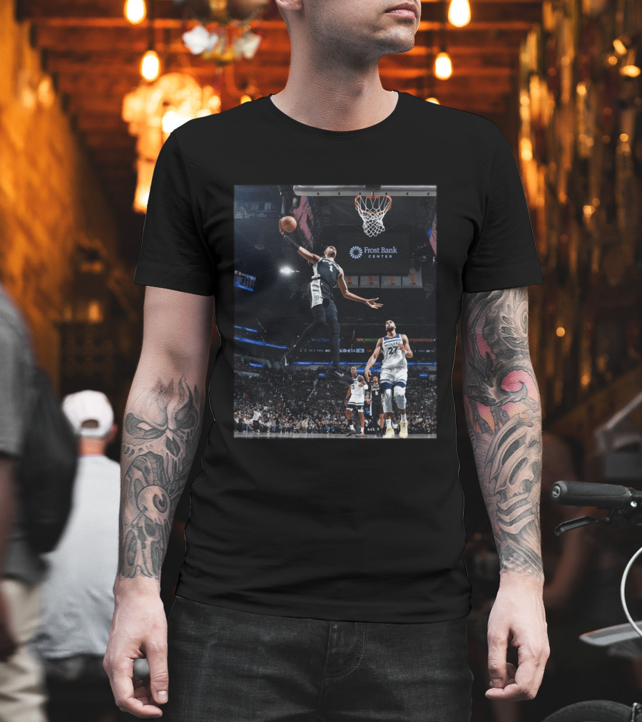 Victor Wembanyama Dunk Spurs Vs Timberwolves Frost Bank Center T-Shirt