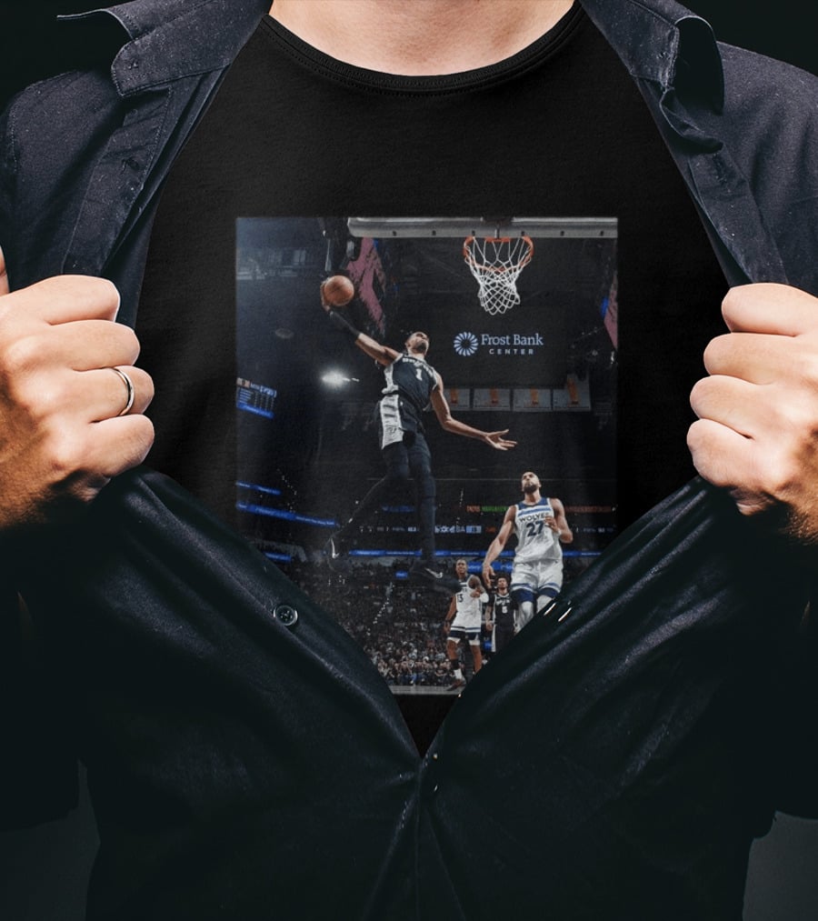 Victor Wembanyama Dunk Spurs Vs Timberwolves Frost Bank Center T-Shirt