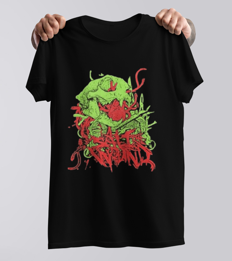 Boot And Annoy Skull Acid Green Red T-Shirt