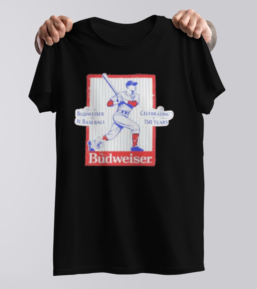 Budweiser Baseball Celebrating 150 Years Vintage Iconic Batter T-Shirt