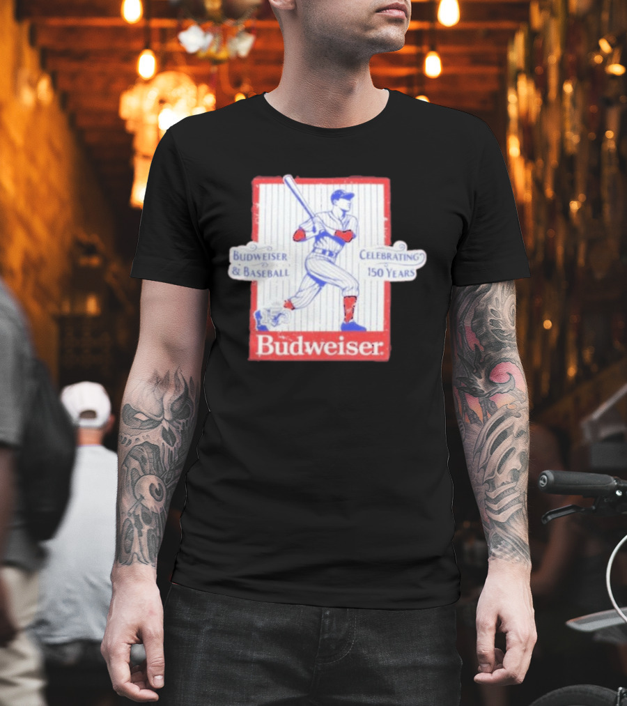 Budweiser Baseball Celebrating 150 Years Vintage Iconic Batter T-Shirt