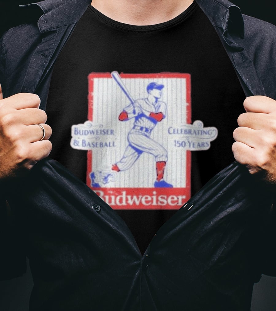 Budweiser Baseball Celebrating 150 Years Vintage Iconic Batter T-Shirt
