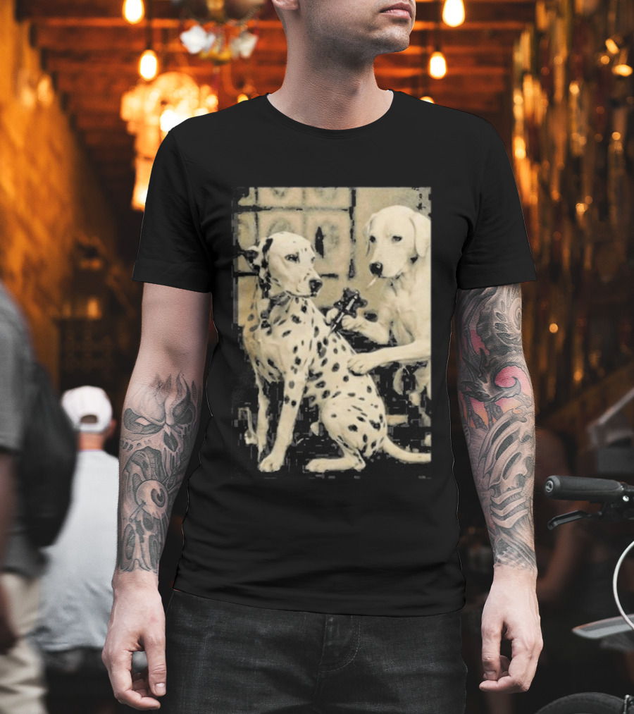 Dalmatian Dog Tattoo Artist Black And White Humor T-Shirt