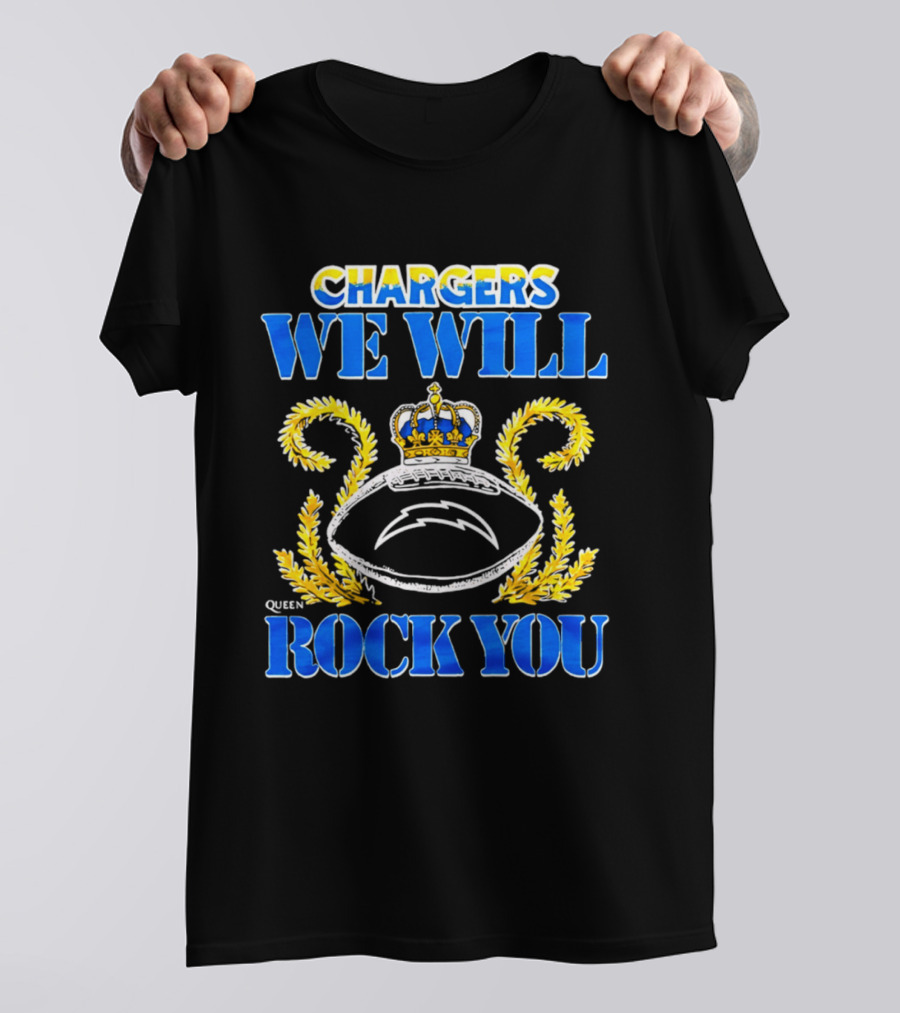 Chargers We Will Rock You Queen 2026 Football Crown Laurel T-Shirt