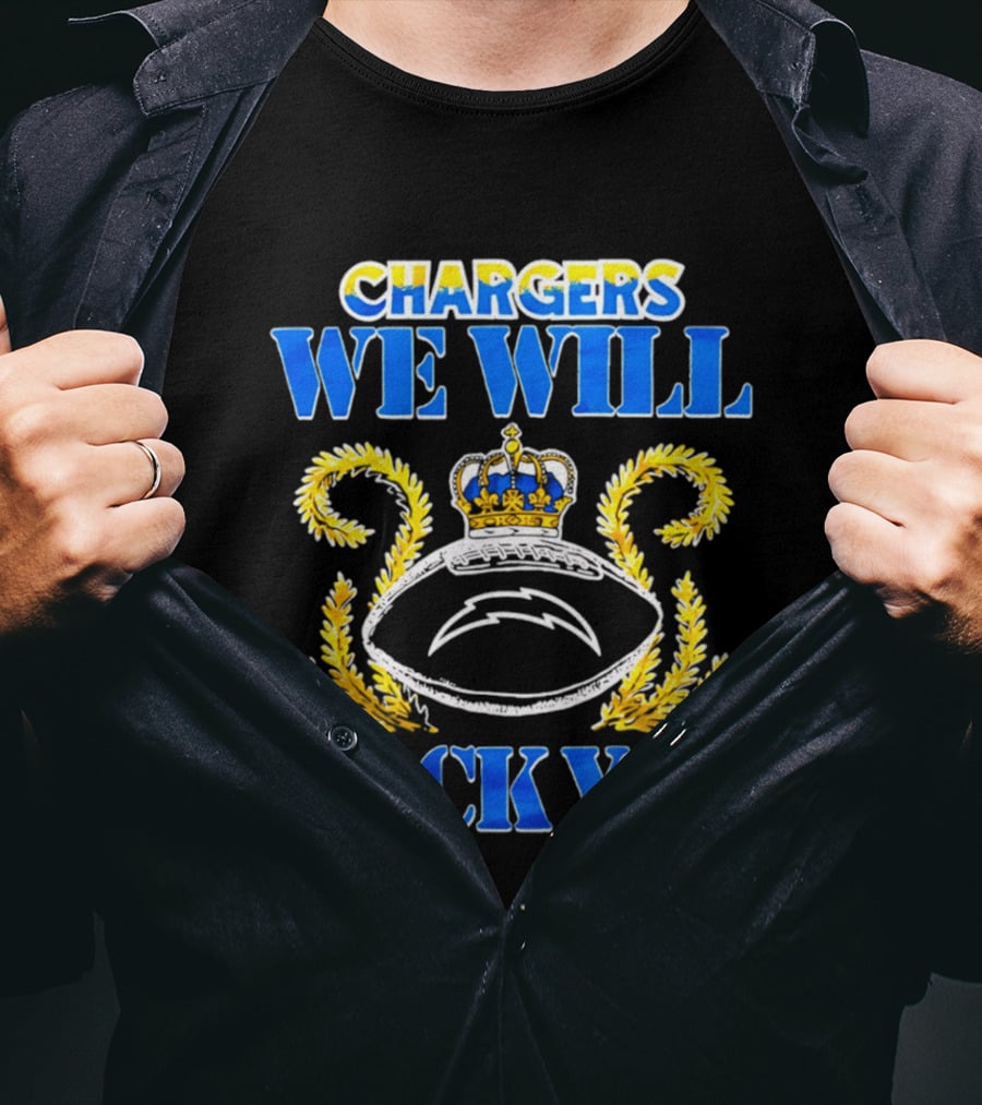Chargers We Will Rock You Queen 2026 Football Crown Laurel T-Shirt